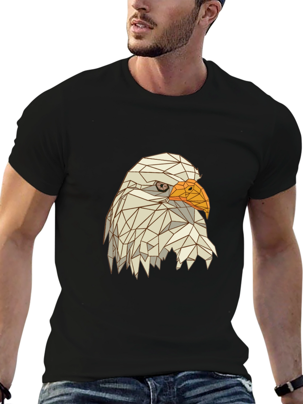Geometric Eagle Graphic Tee - Mens Black T-Shirt