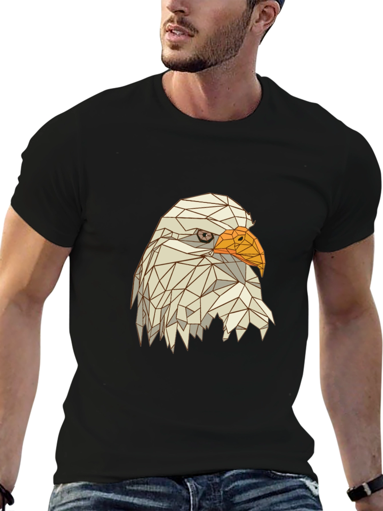 Geometric Eagle Graphic Tee - Mens Black T-Shirt