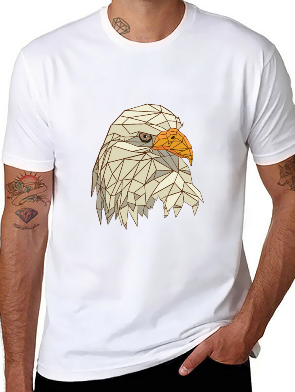 Geometric Eagle Graphic Tee - Mens Black T-Shirt