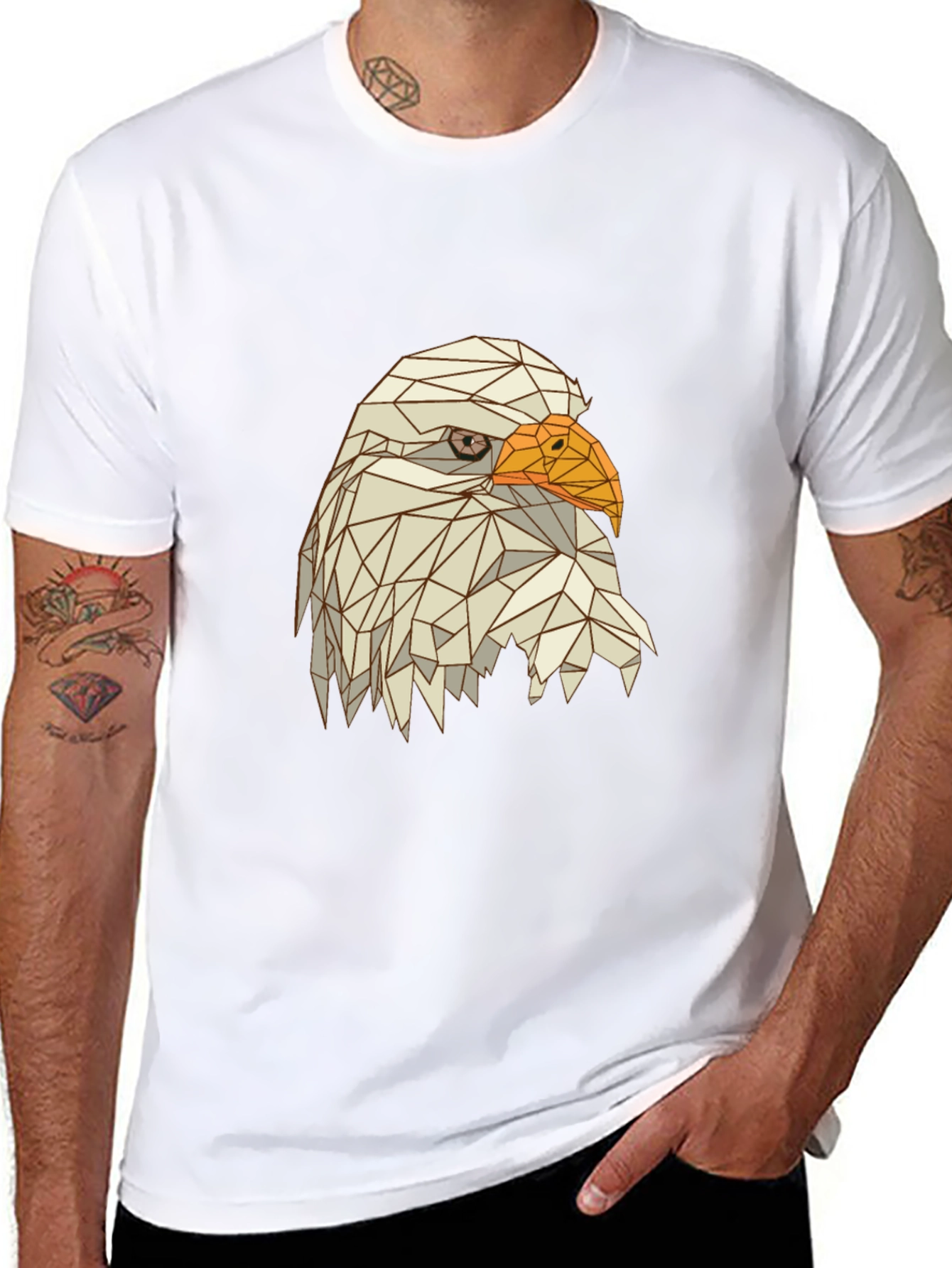 Geometric Eagle Graphic Tee - Mens Black T-Shirt