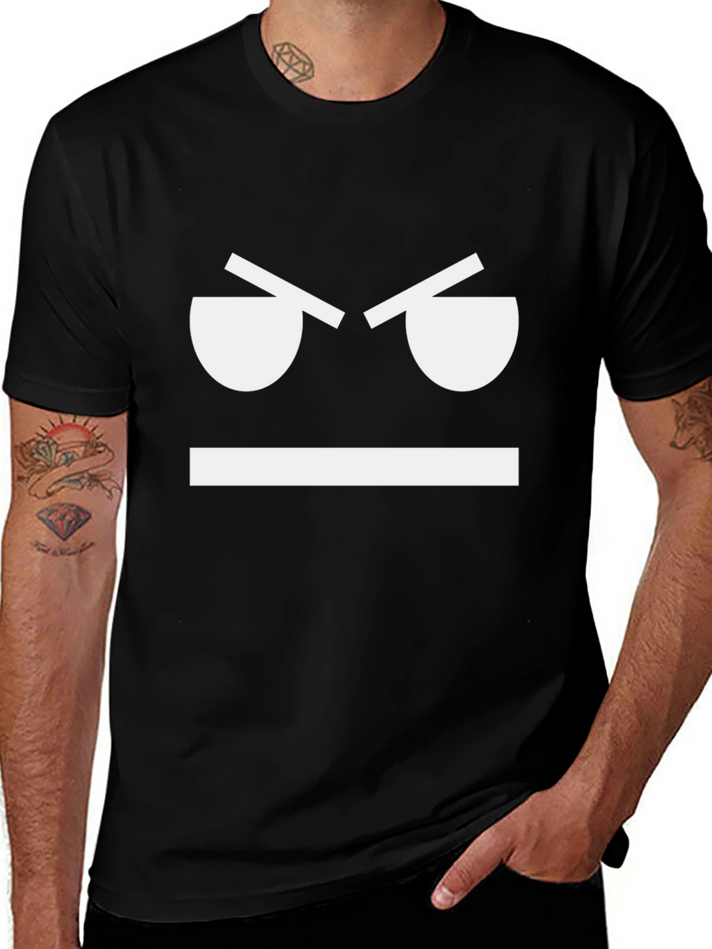 Angry Face Graphic Tee - Mens Black T-Shirt