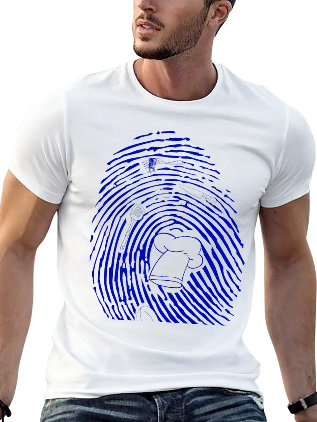 Blue Fingerprint Chef T-Shirt