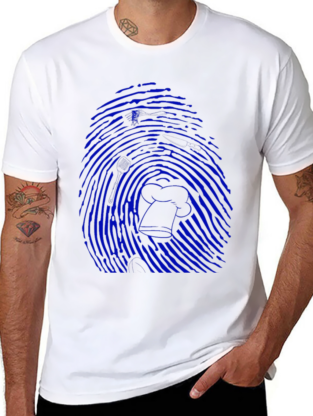 Blue Fingerprint Chef T-Shirt