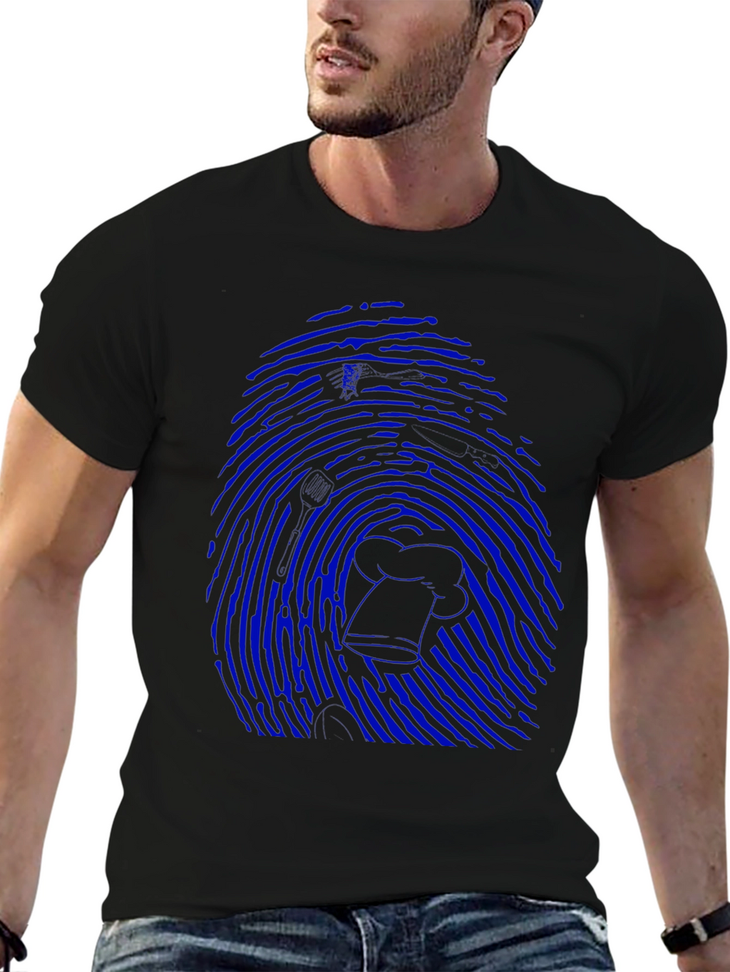 Blue Fingerprint Chef T-Shirt