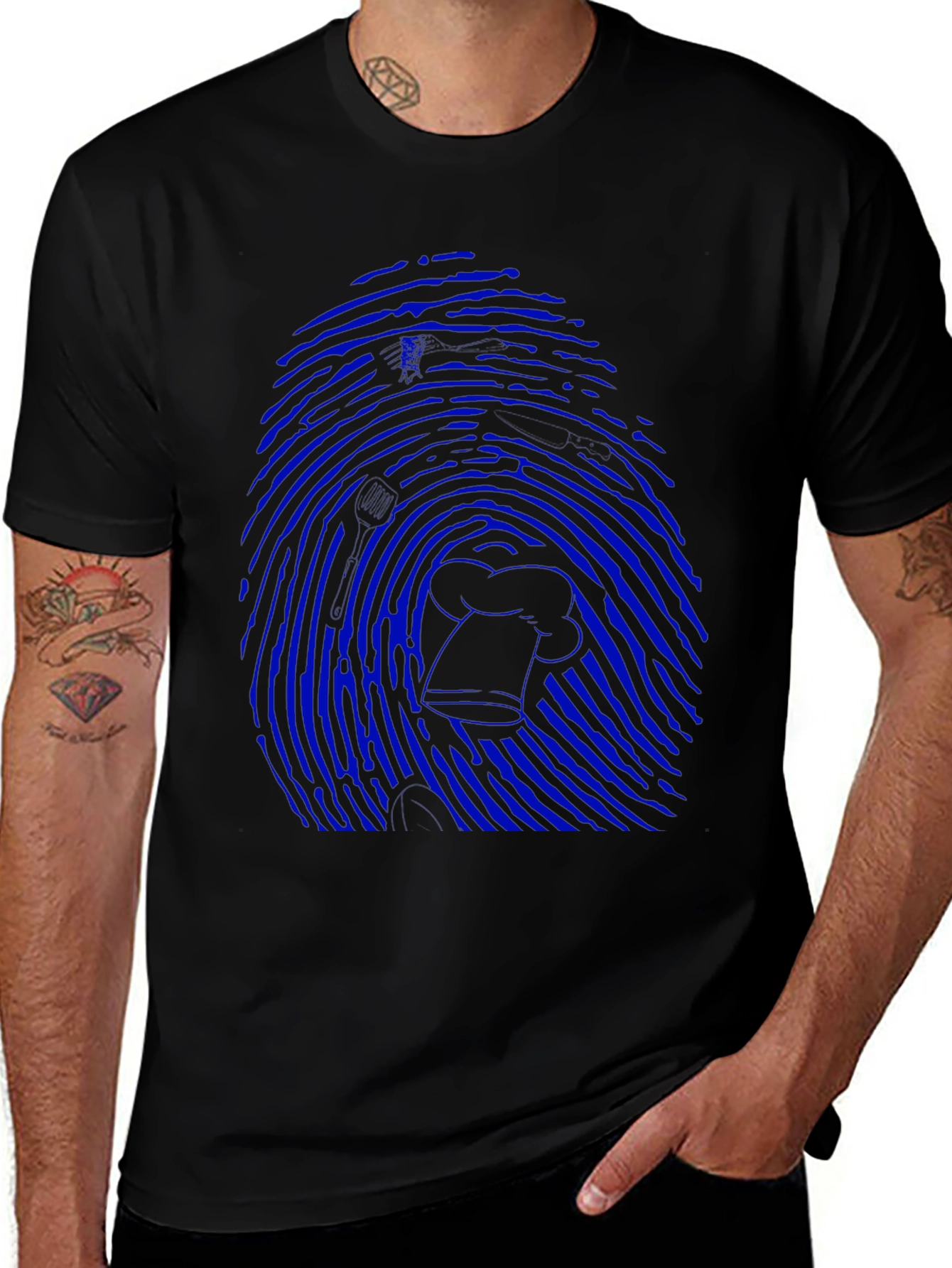 Blue Fingerprint Chef T-Shirt