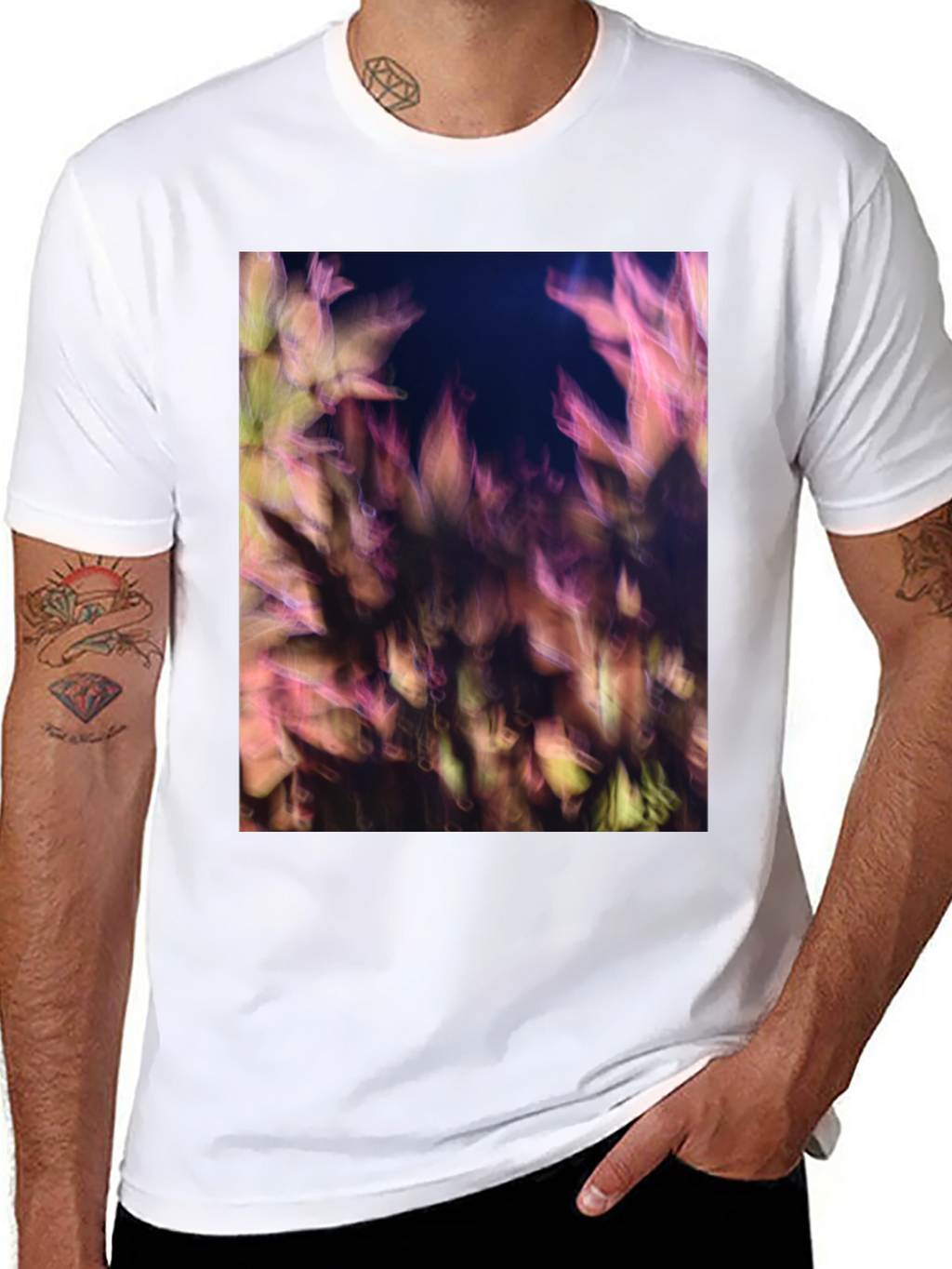 Abstract Floral Print Black T-Shirt