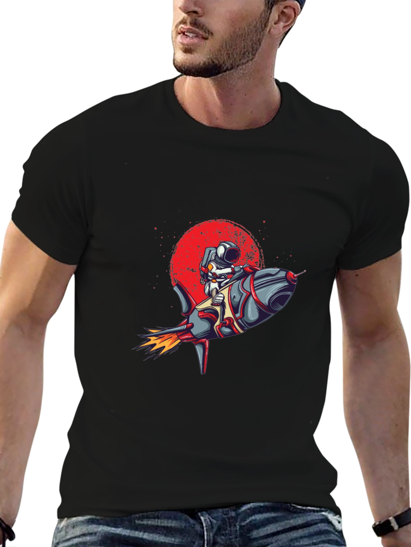 Astronaut Rocket Graphic Tee - Space Adventure T-Shirt