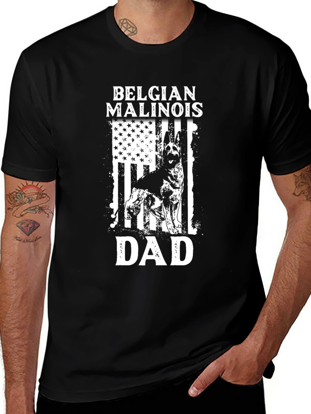 Belgian Malinois Dad T-Shirt - Patriotic Dog Lover Tee