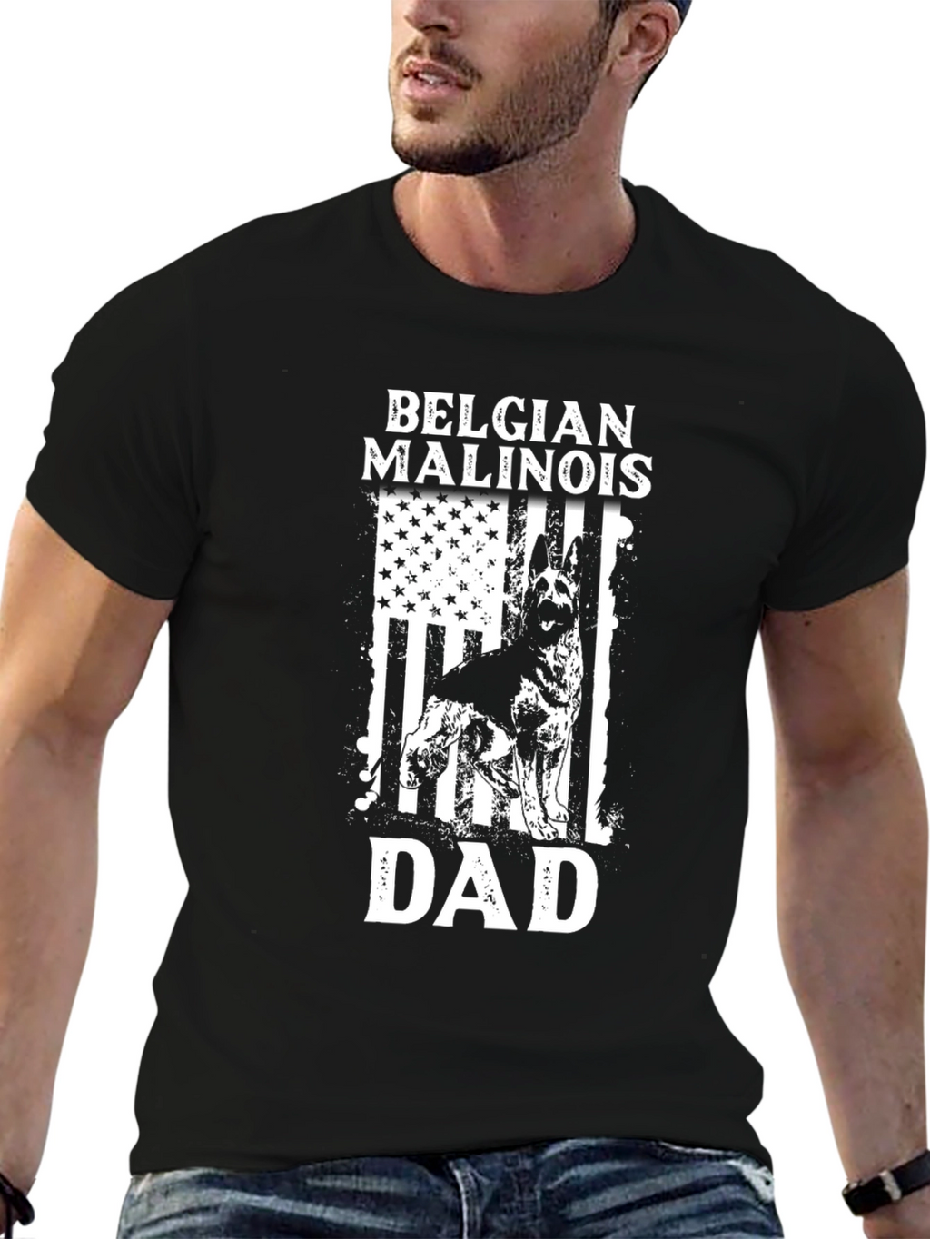 Belgian Malinois Dad T-Shirt - Patriotic Dog Lover Tee