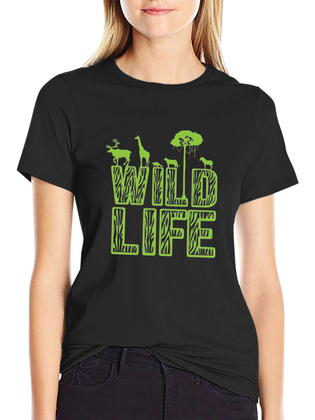Wildlife Graphic Print Mens Black T-Shirt