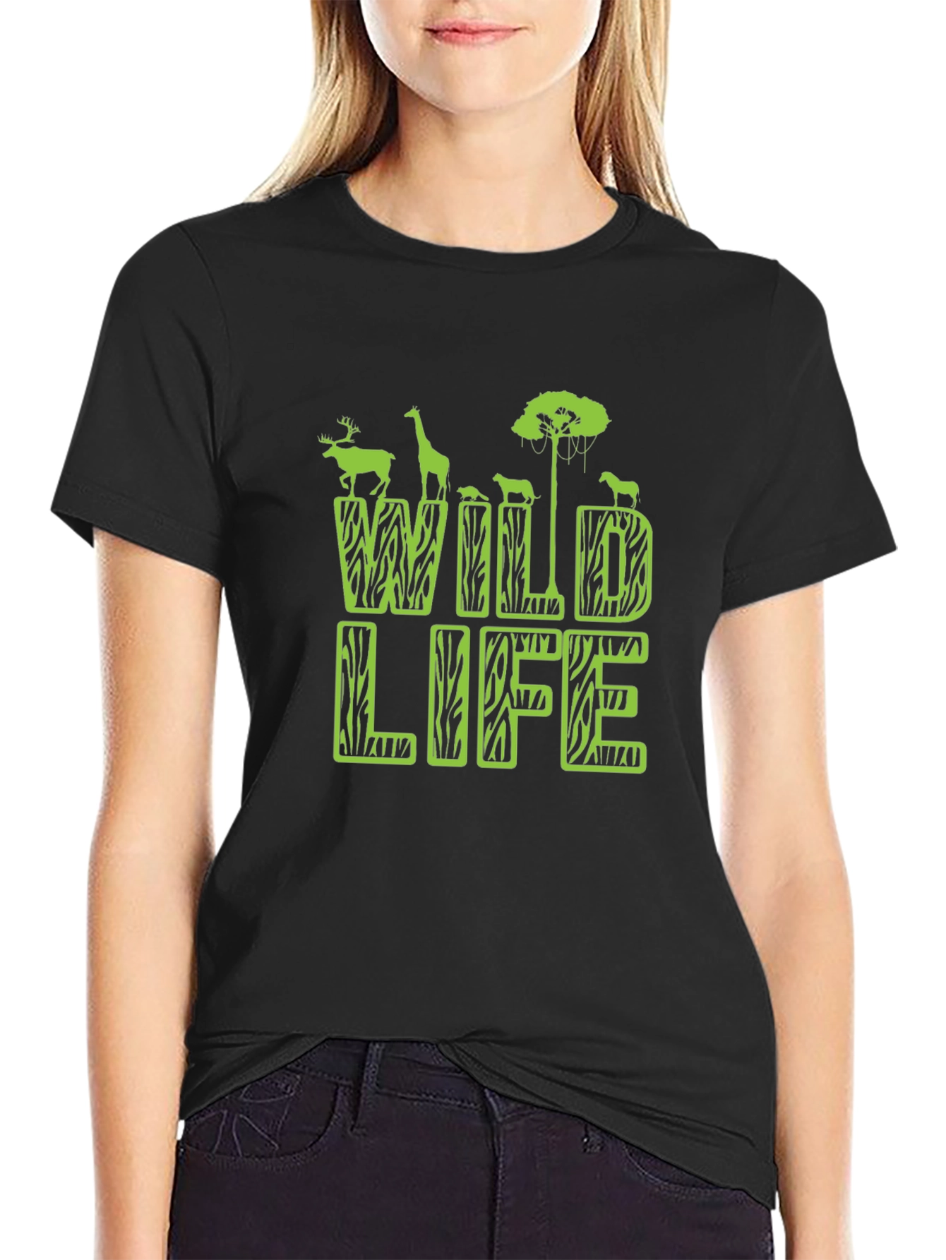 Wildlife Graphic Print Mens Black T-Shirt