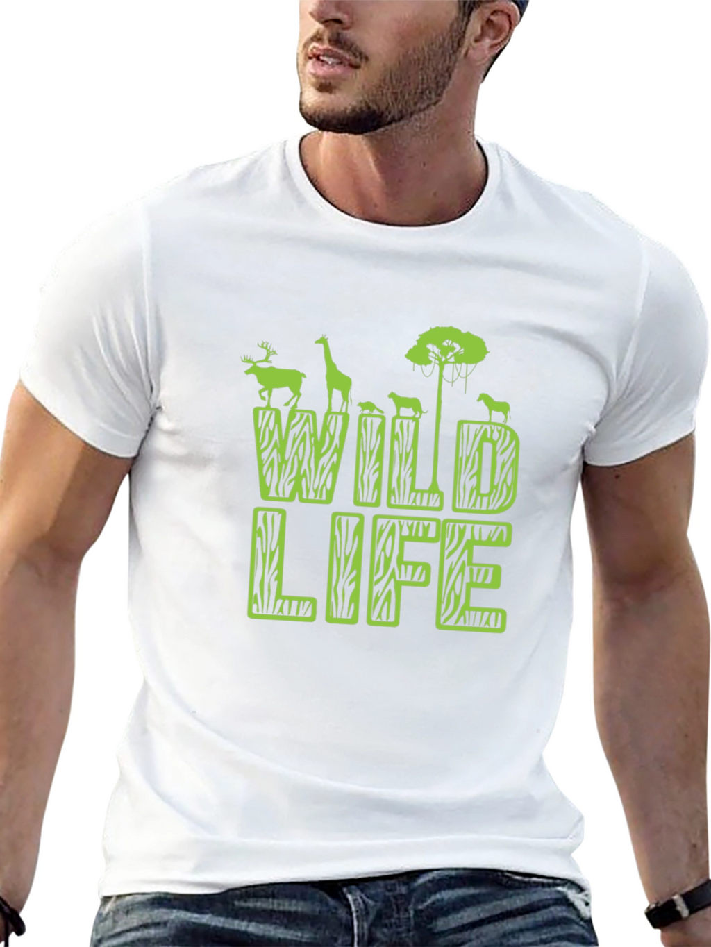 Wildlife Graphic Print Mens Black T-Shirt