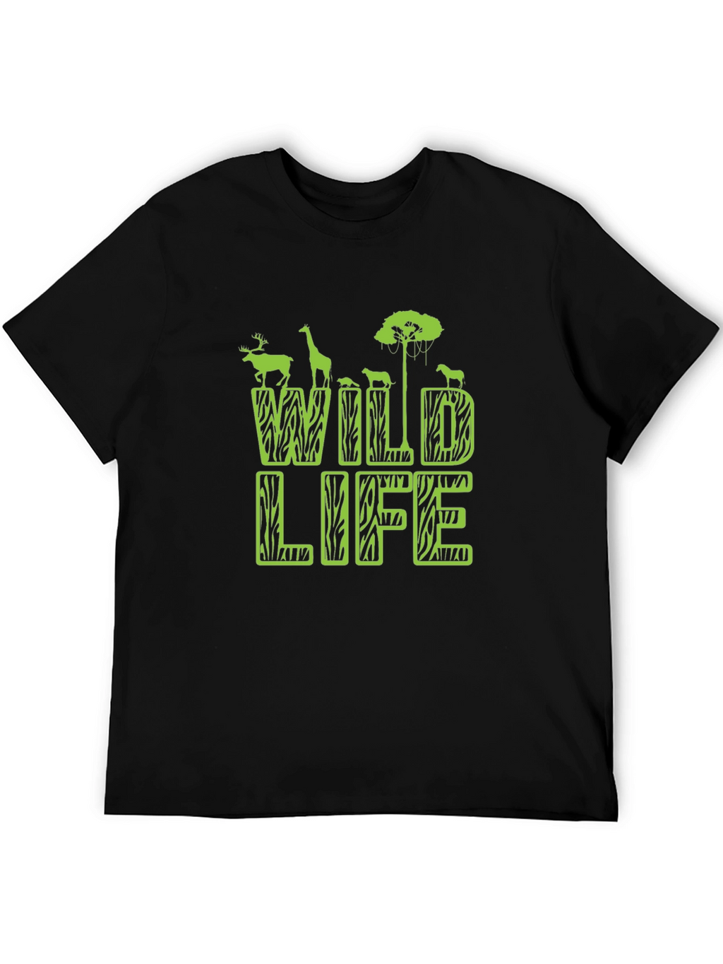 Wildlife Graphic Print Mens Black T-Shirt