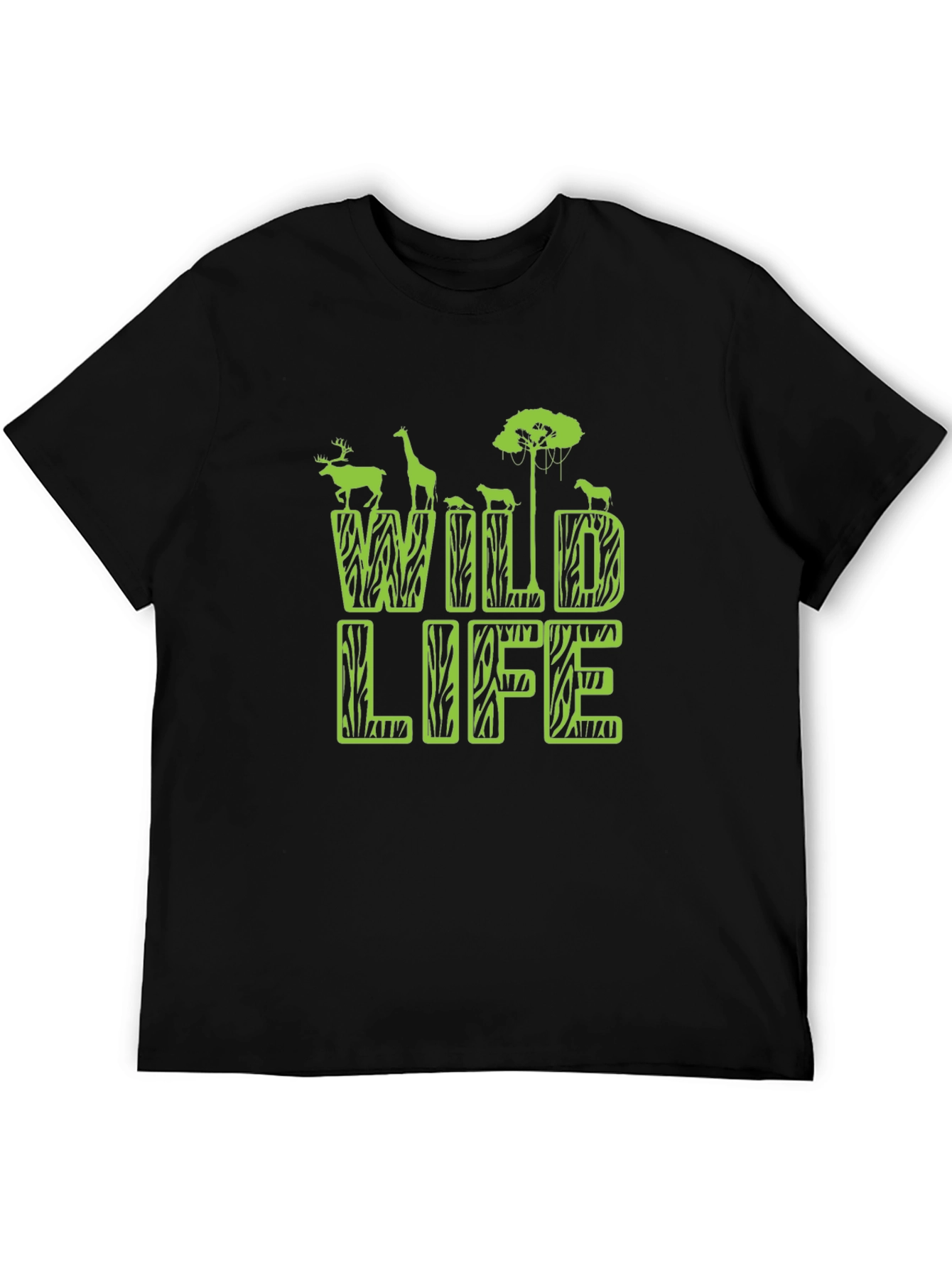 Wildlife Graphic Print Mens Black T-Shirt