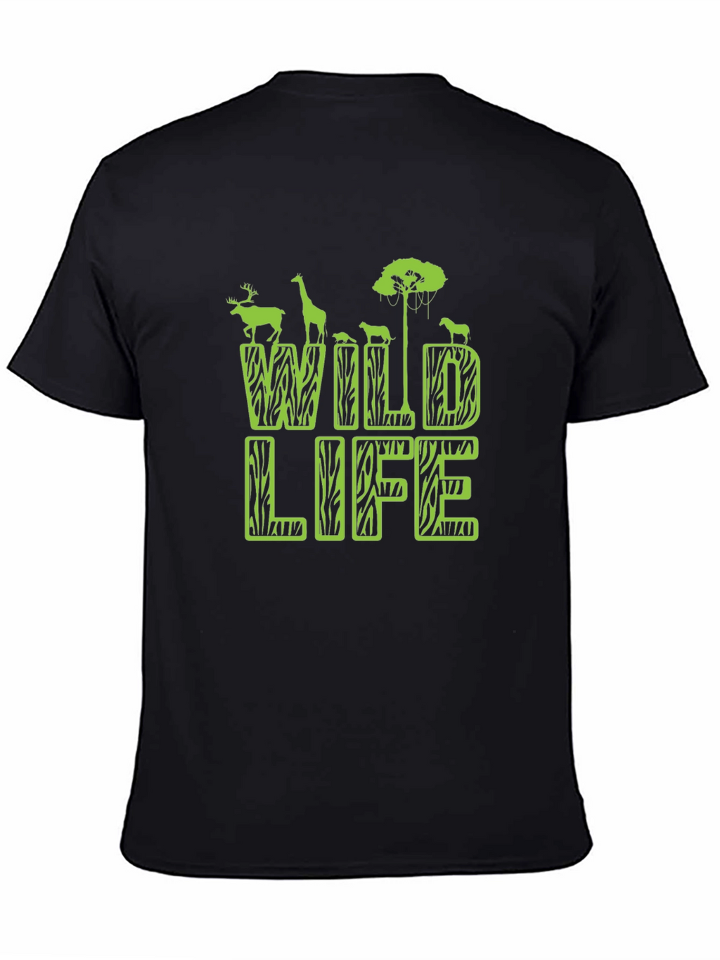 Wildlife Graphic Print Mens Black T-Shirt