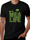 Wildlife Graphic Print Mens Black T-Shirt