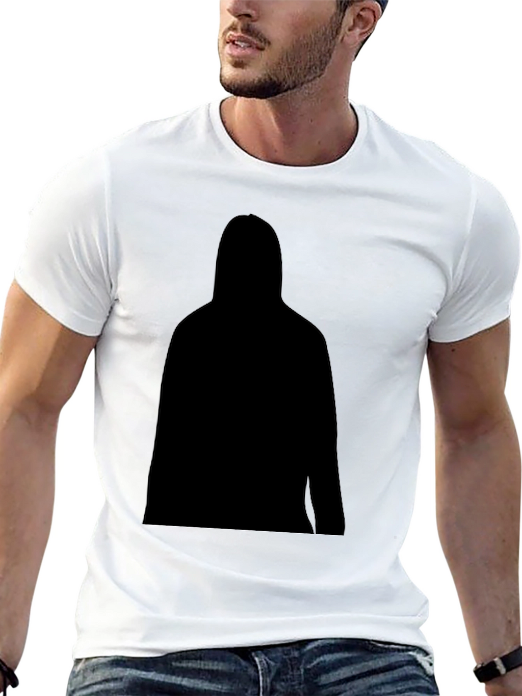 Mens Black T-Shirt with Silhouette Graphic