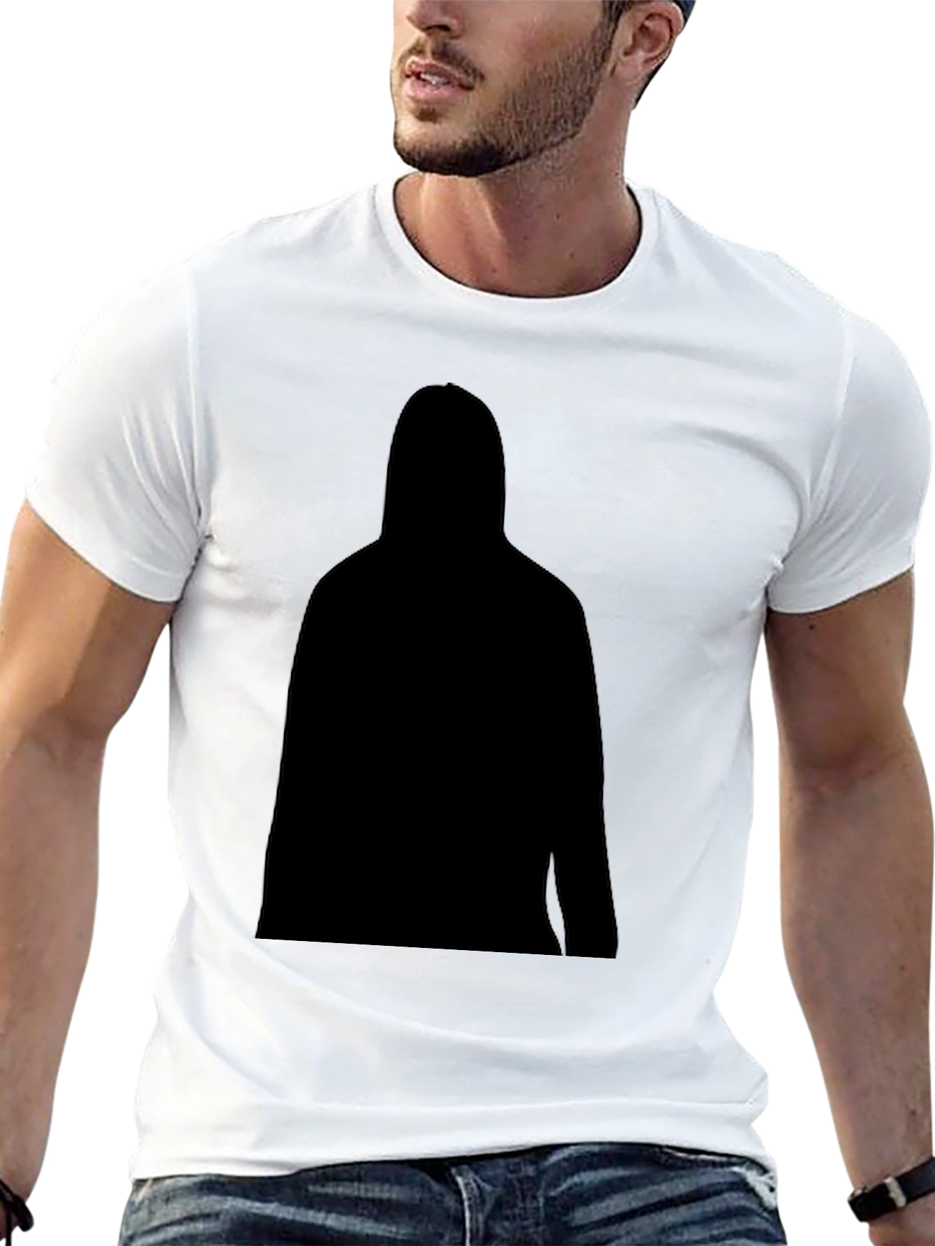 Mens Black T-Shirt with Silhouette Graphic