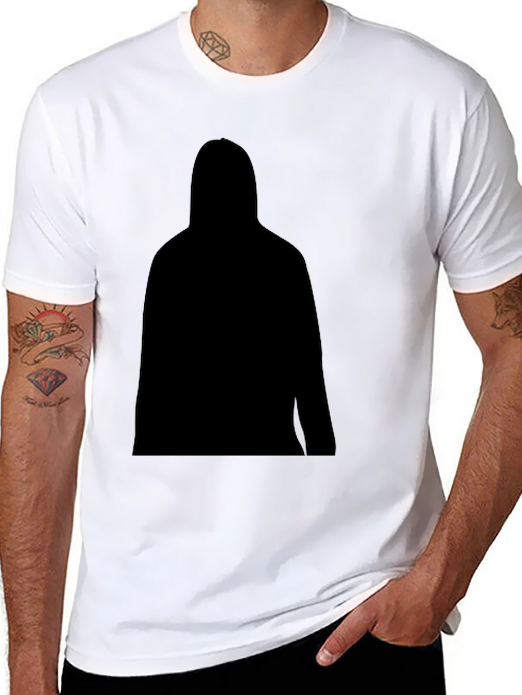 Mens Black T-Shirt with Silhouette Graphic
