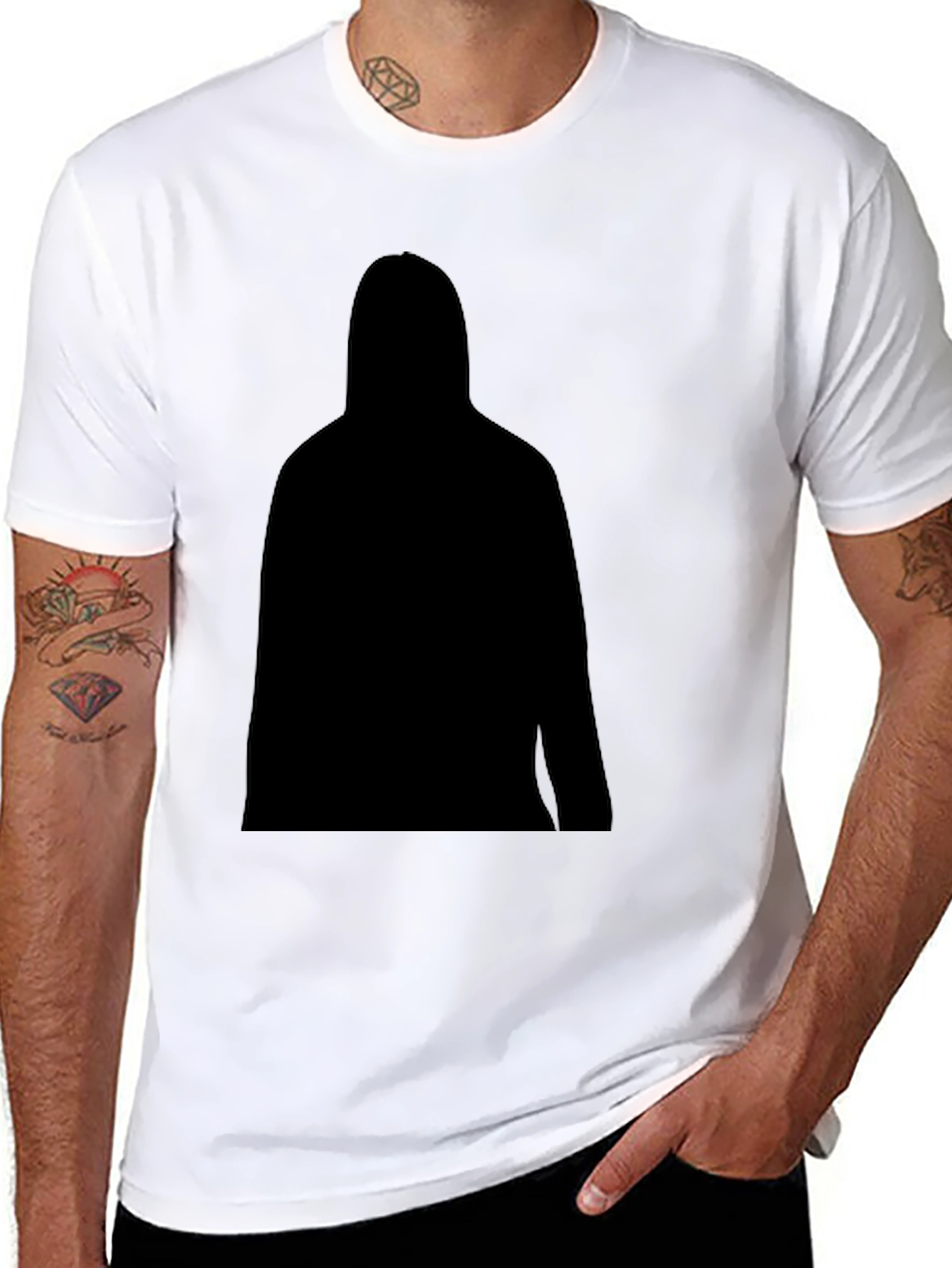 Mens Black T-Shirt with Silhouette Graphic