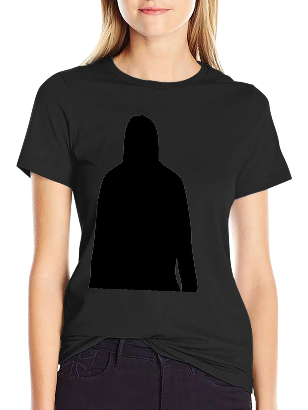Mens Black T-Shirt with Silhouette Graphic
