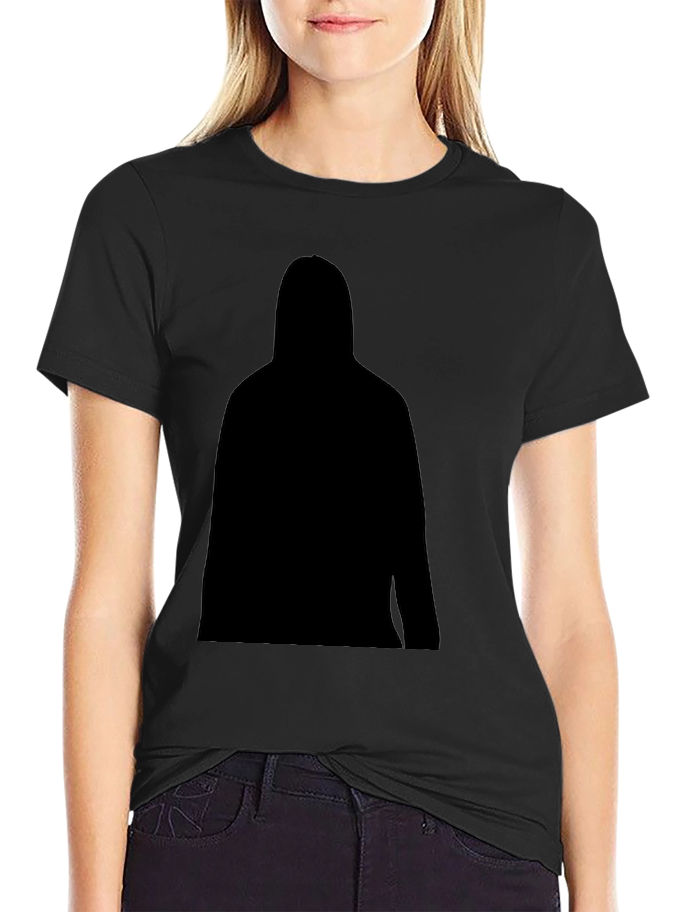 Mens Black T-Shirt with Silhouette Graphic