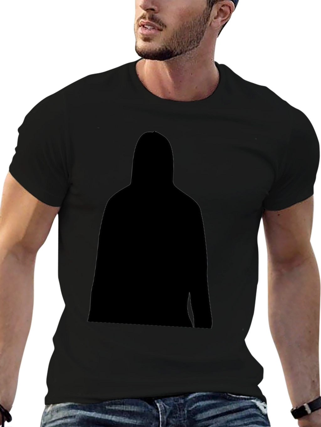 Mens Black T-Shirt with Silhouette Graphic
