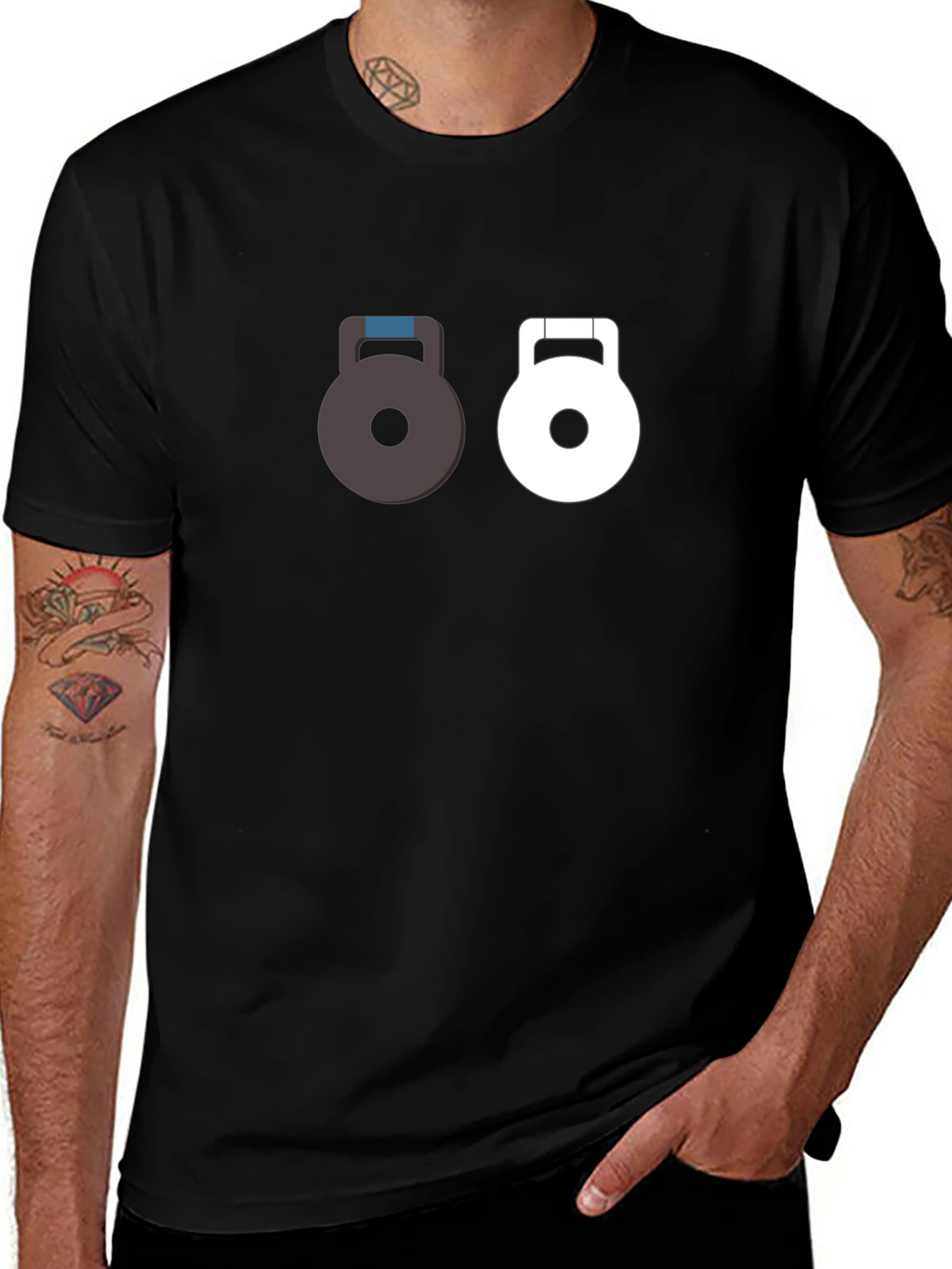 Dual Kettlebell Graphic Tee - Black Gym Shirt