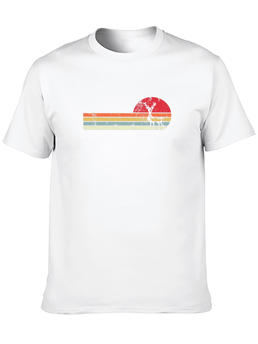 Retro Sunset Deer Graphic Tee - Black