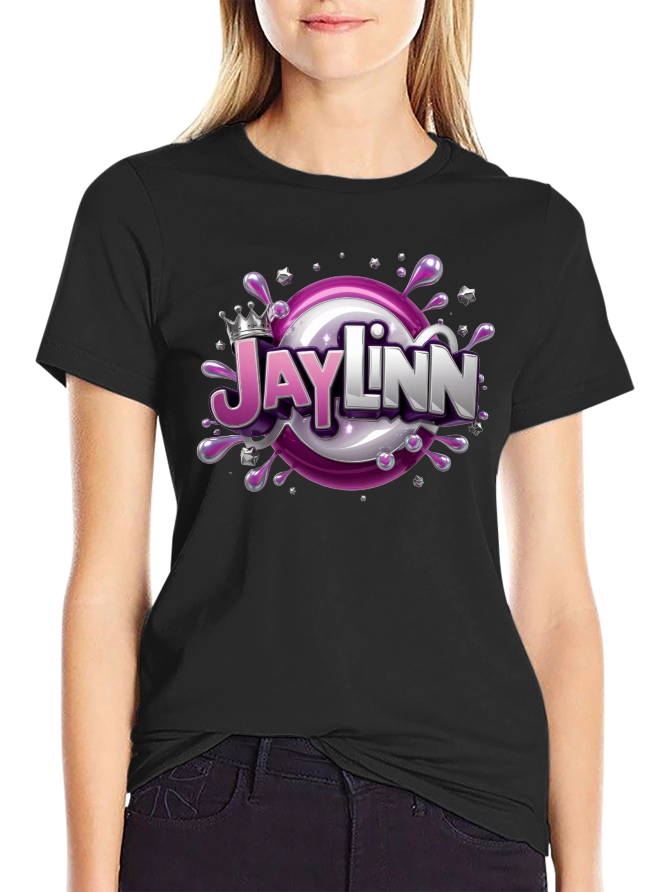 Jaylinn Cartoon Graphic Black T-Shirt