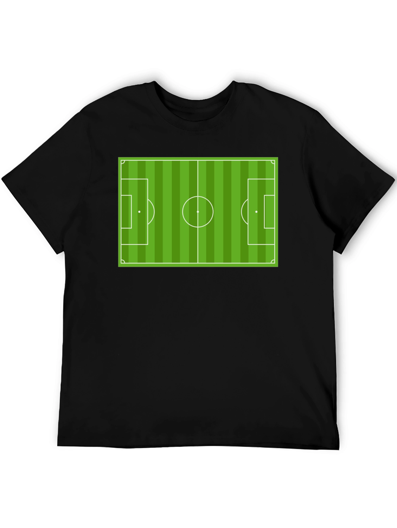 Soccer Field Graphic Tee - Black Cotton T-Shirt