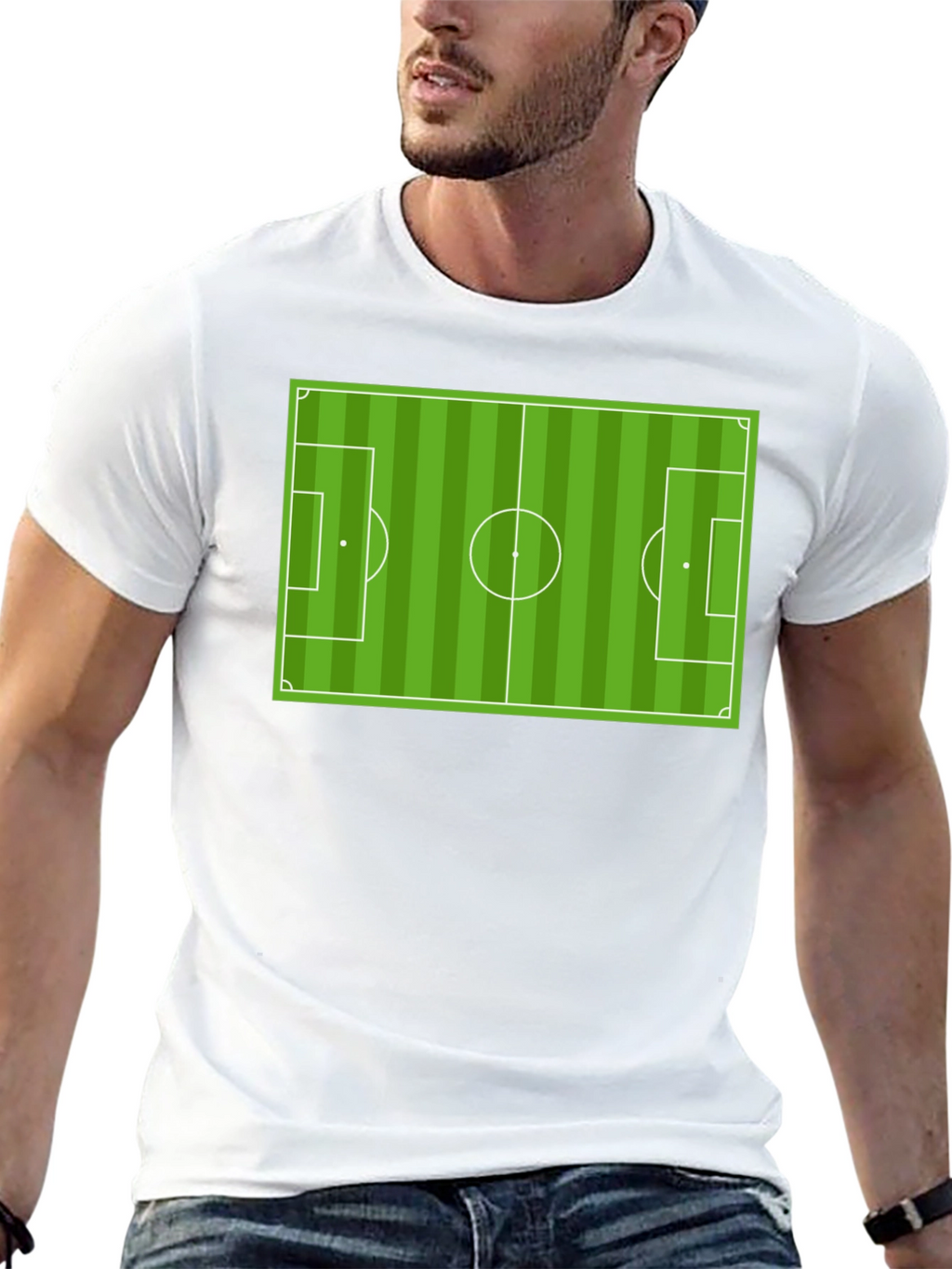 Soccer Field Graphic Tee - Black Cotton T-Shirt