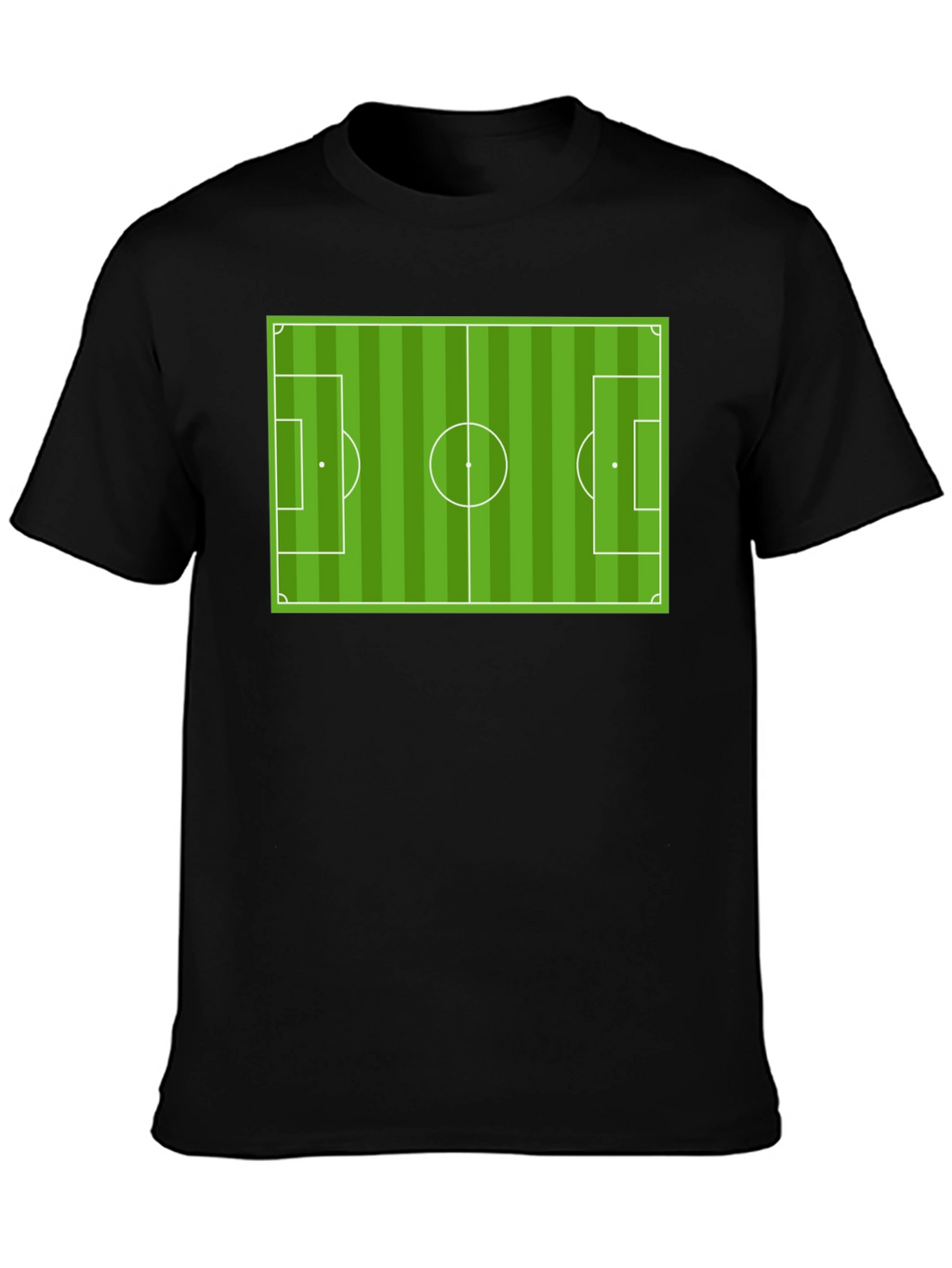 Soccer Field Graphic Tee - Black Cotton T-Shirt