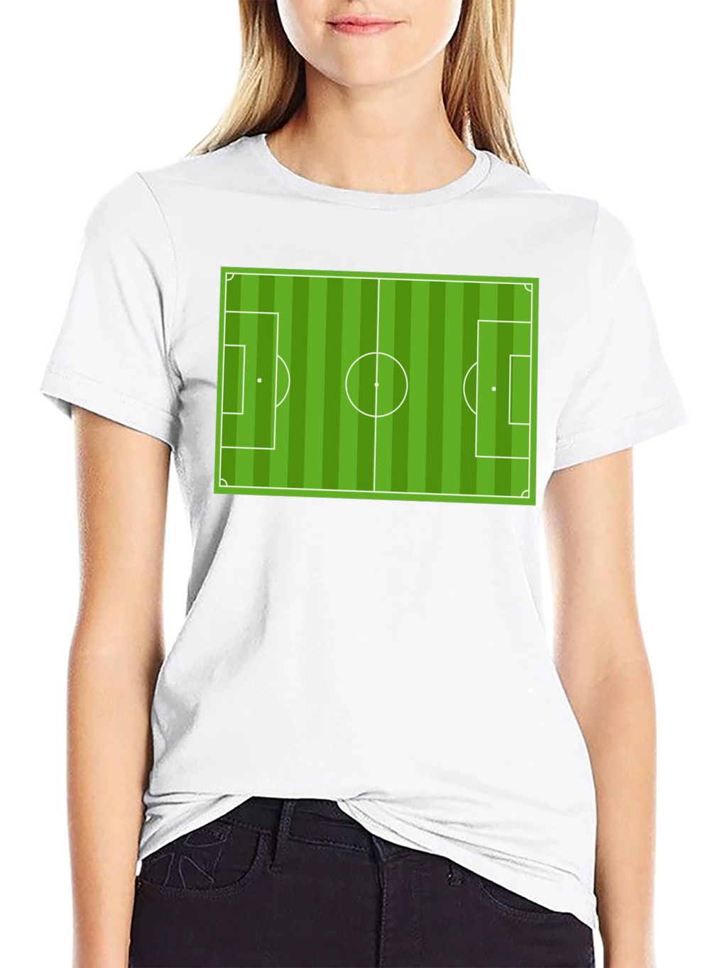 Soccer Field Graphic Tee - Black Cotton T-Shirt