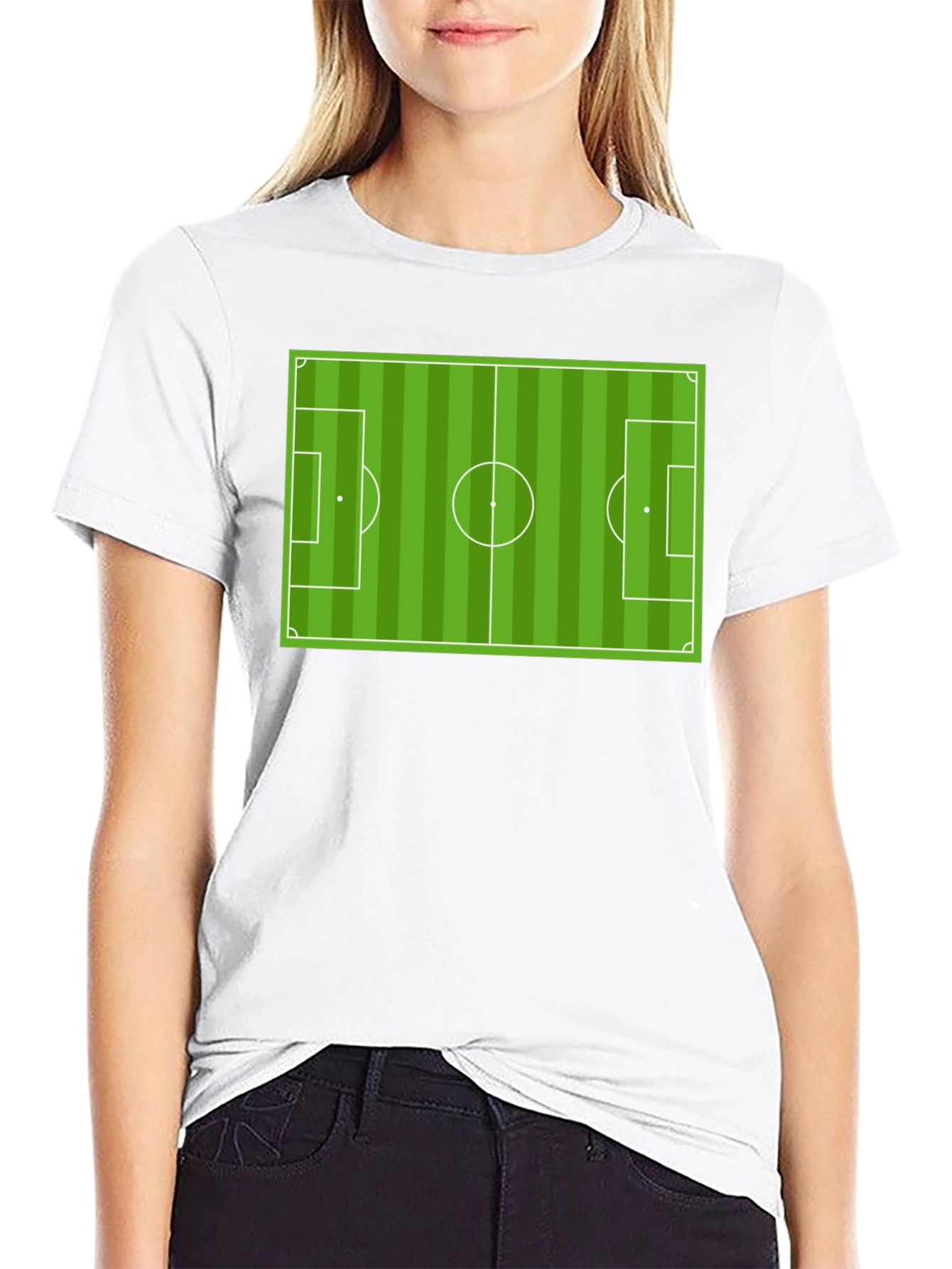 Soccer Field Graphic Tee - Black Cotton T-Shirt