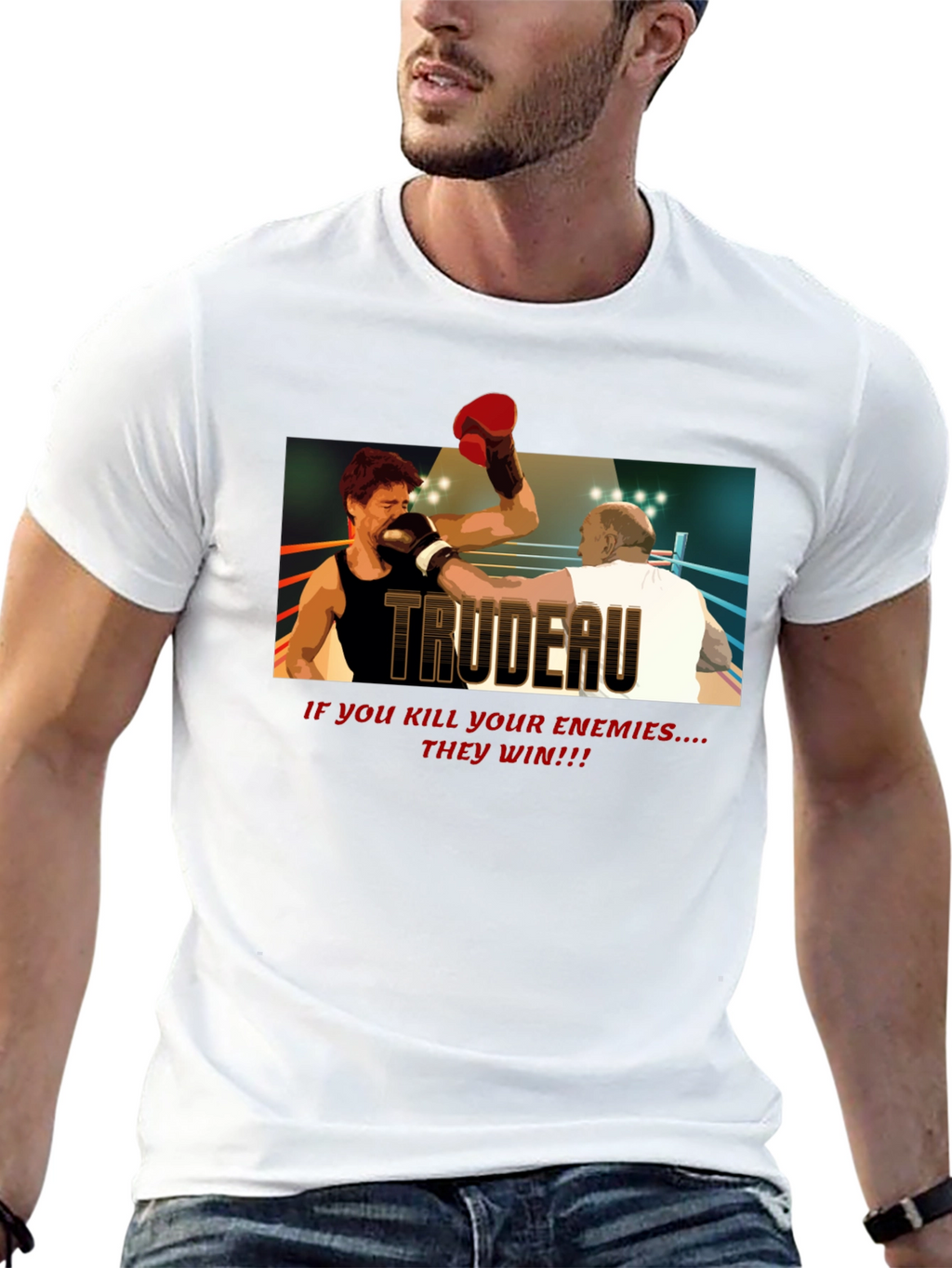 Trudeau Boxing Graphic Tee - Political Statement T-Shirt