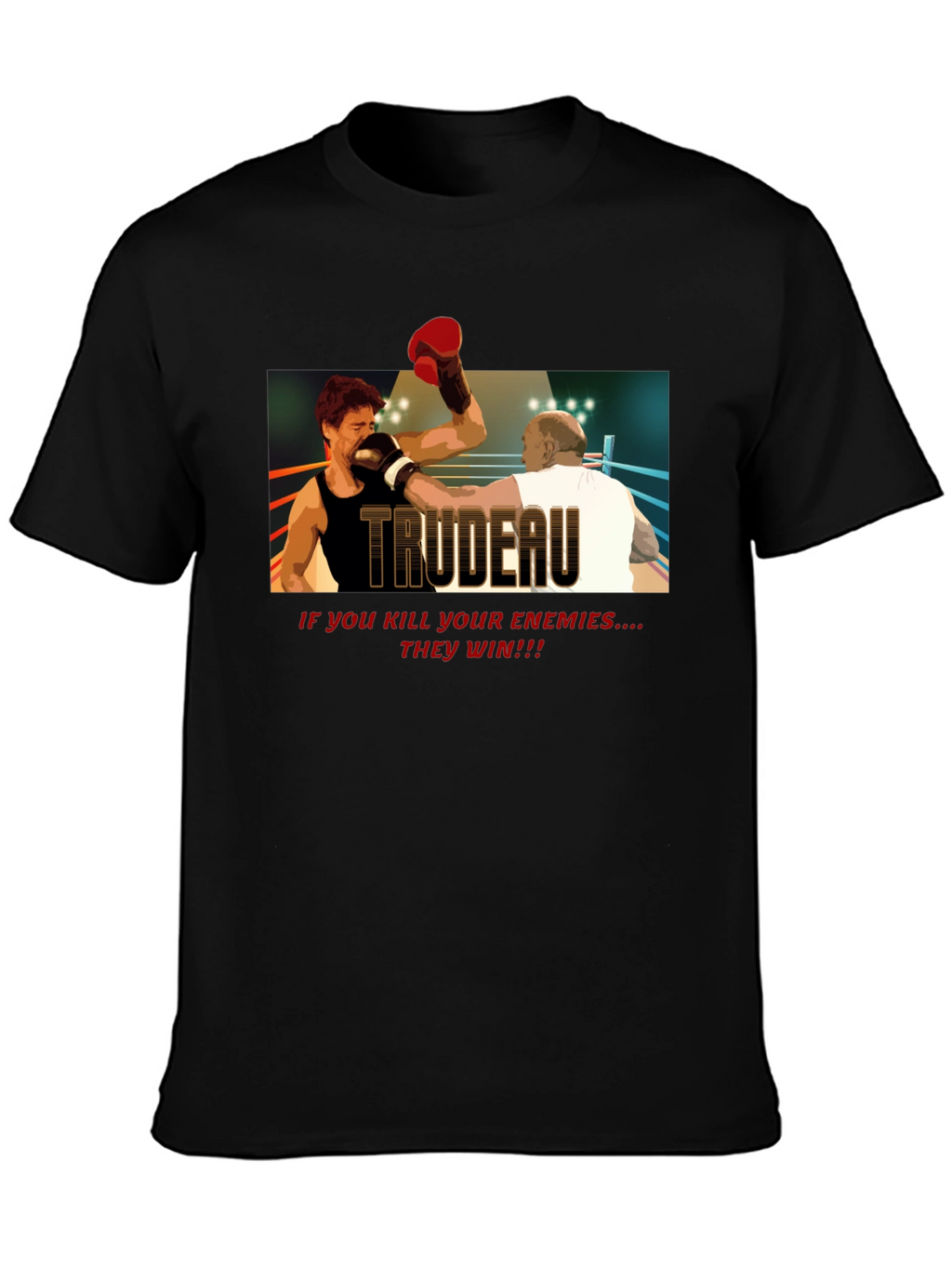 Trudeau Boxing Graphic Tee - Political Statement T-Shirt