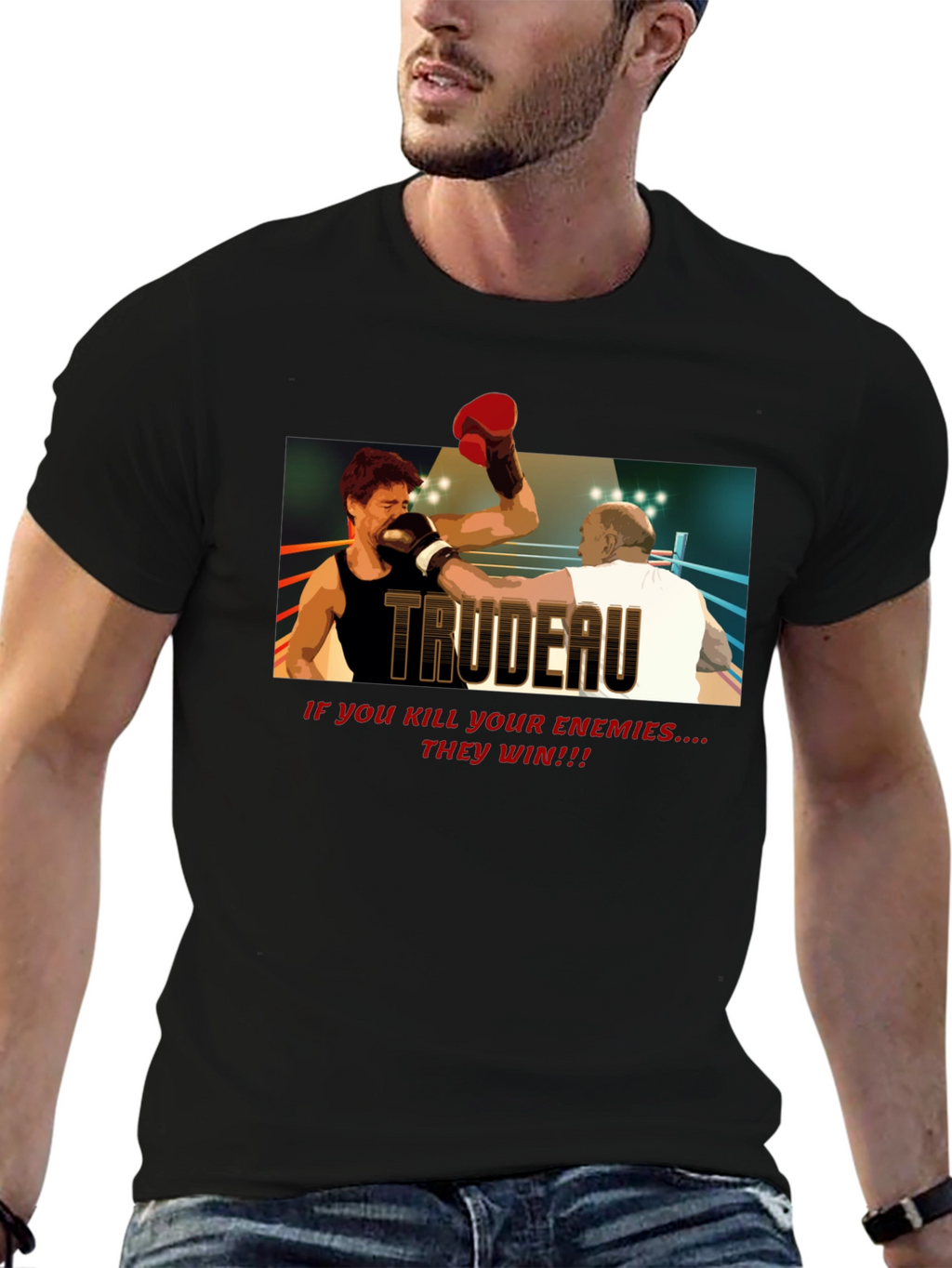 Trudeau Boxing Graphic Tee - Political Statement T-Shirt