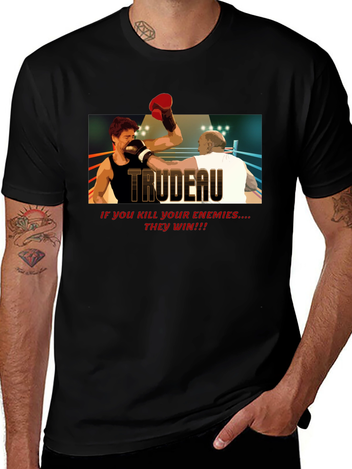 Trudeau Boxing Graphic Tee - Political Statement T-Shirt