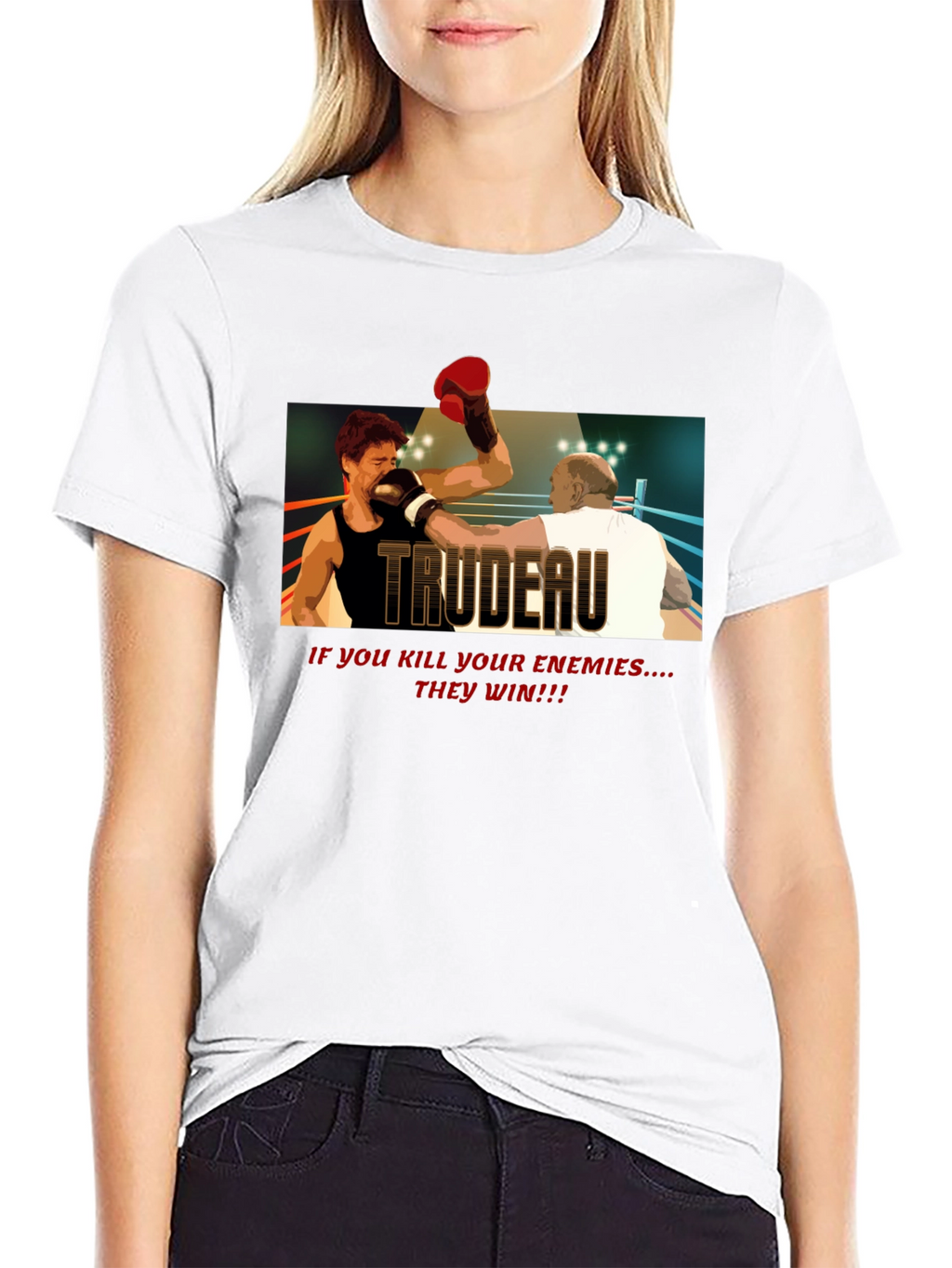 Trudeau Boxing Graphic Tee - Political Statement T-Shirt