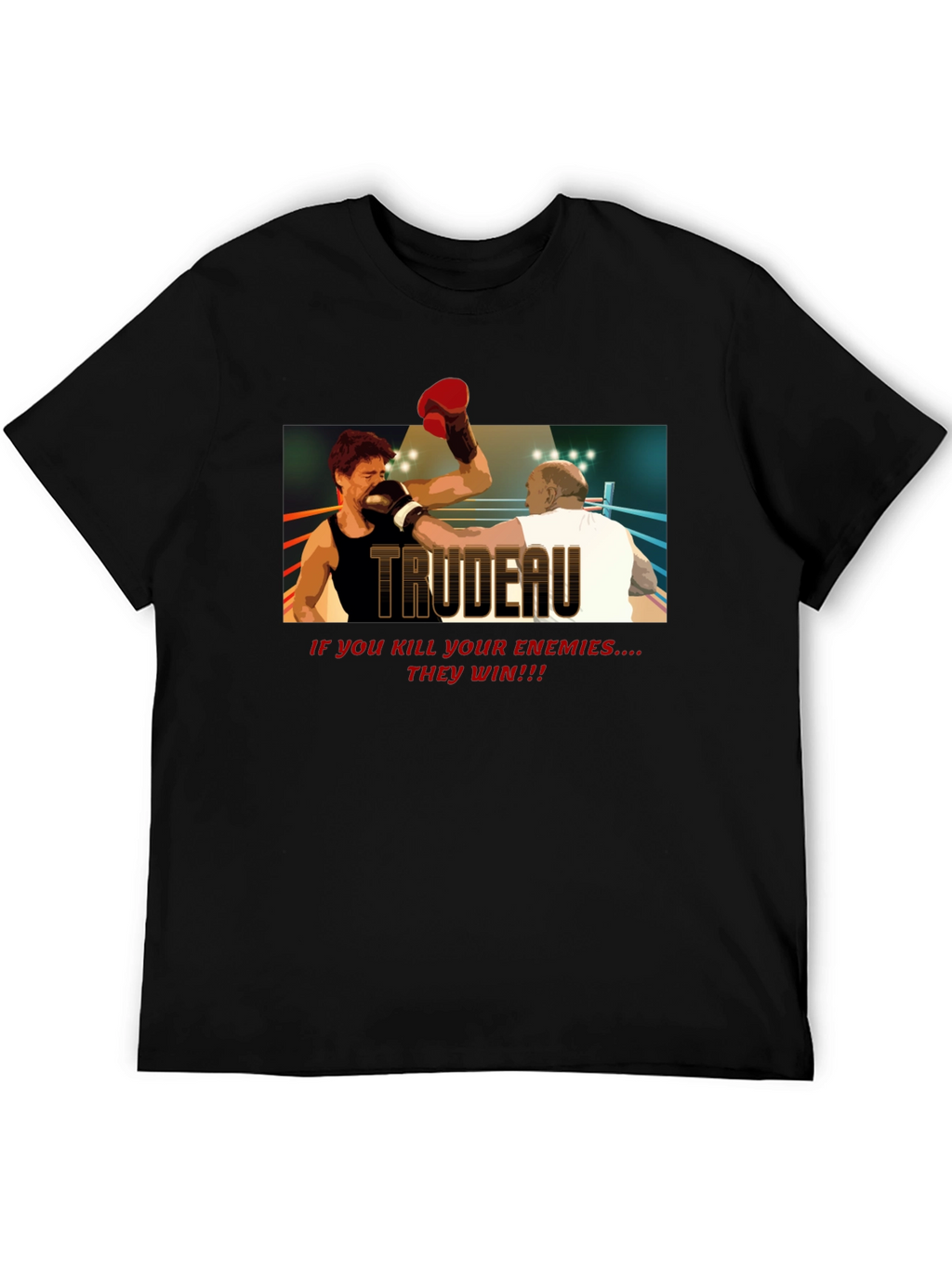 Trudeau Boxing Graphic Tee - Political Statement T-Shirt