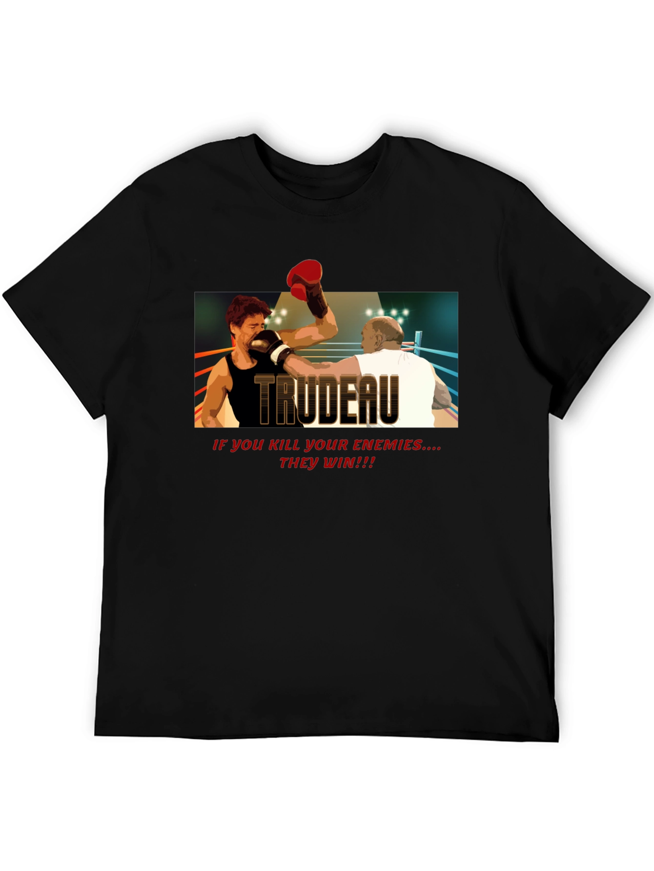 Trudeau Boxing Graphic Tee - Political Statement T-Shirt