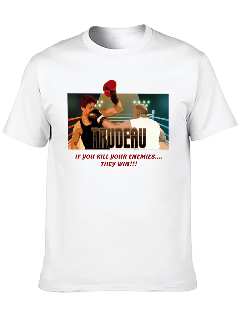 Trudeau Boxing Graphic Tee - Political Statement T-Shirt