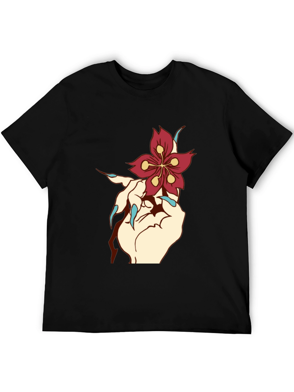 Floral Hand Graphic Tee - Black T-Shirt