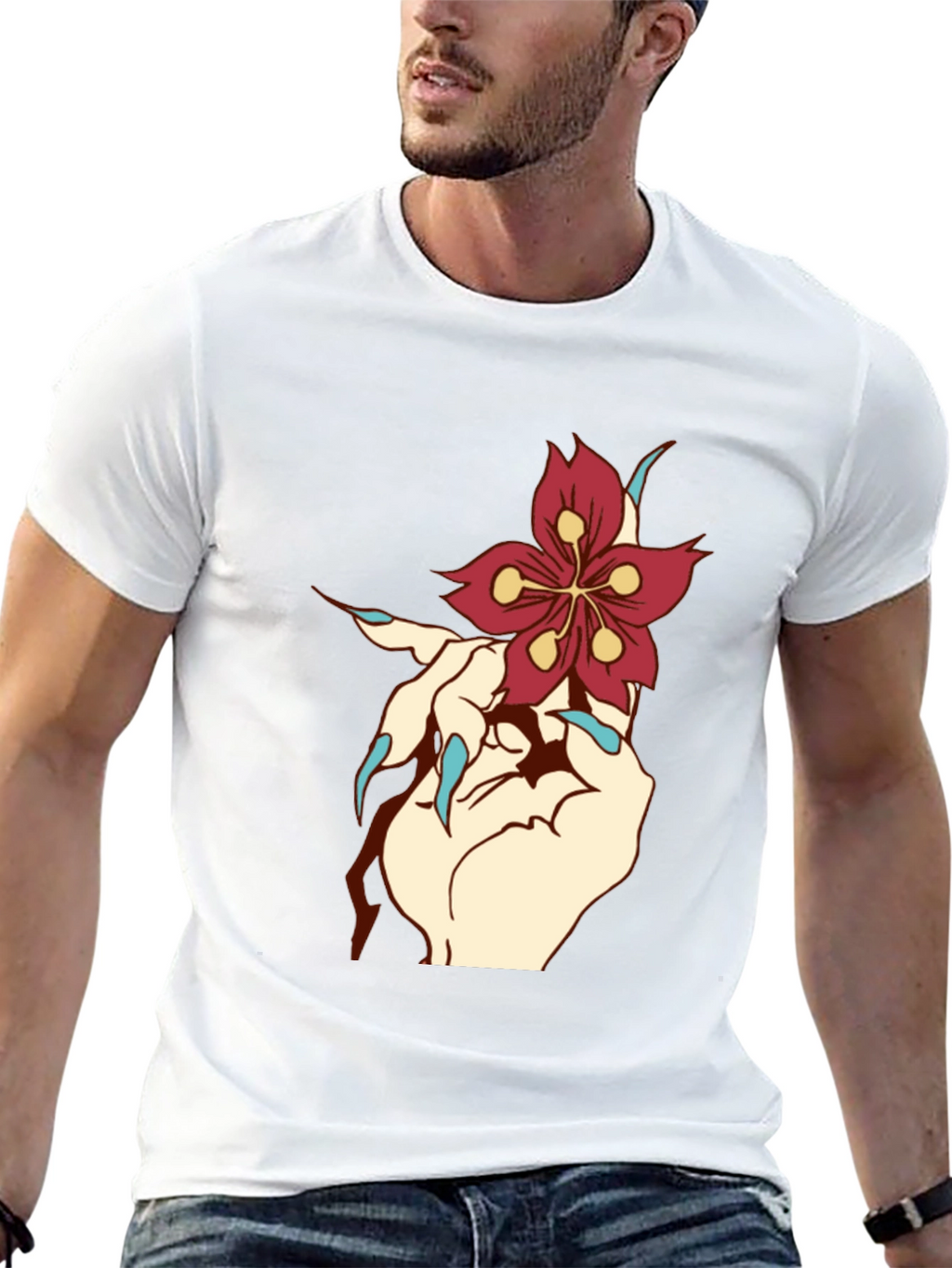 Floral Hand Graphic Tee - Black T-Shirt
