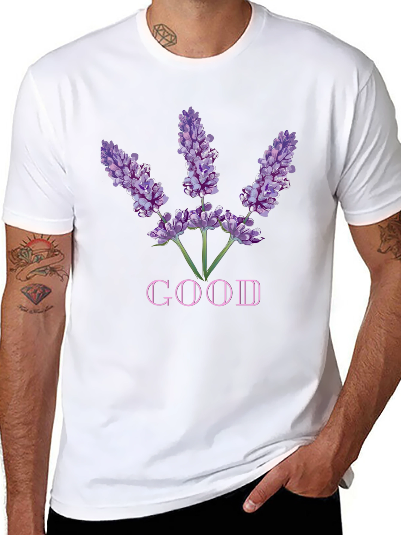 Lavender Good Graphic Tee - Soft Black Cotton