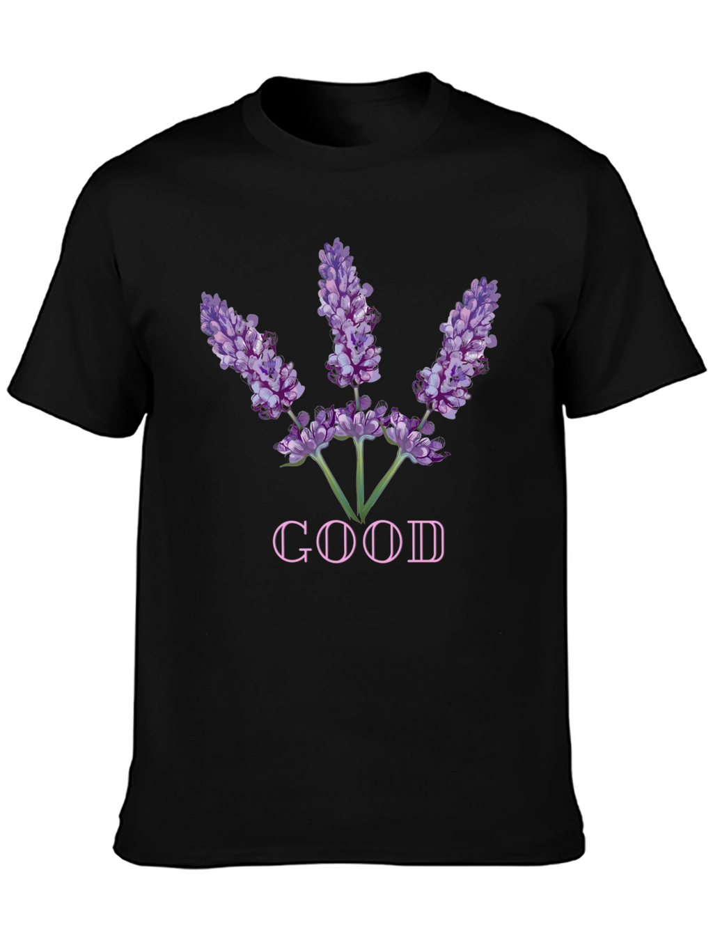 Lavender Good Graphic Tee - Soft Black Cotton
