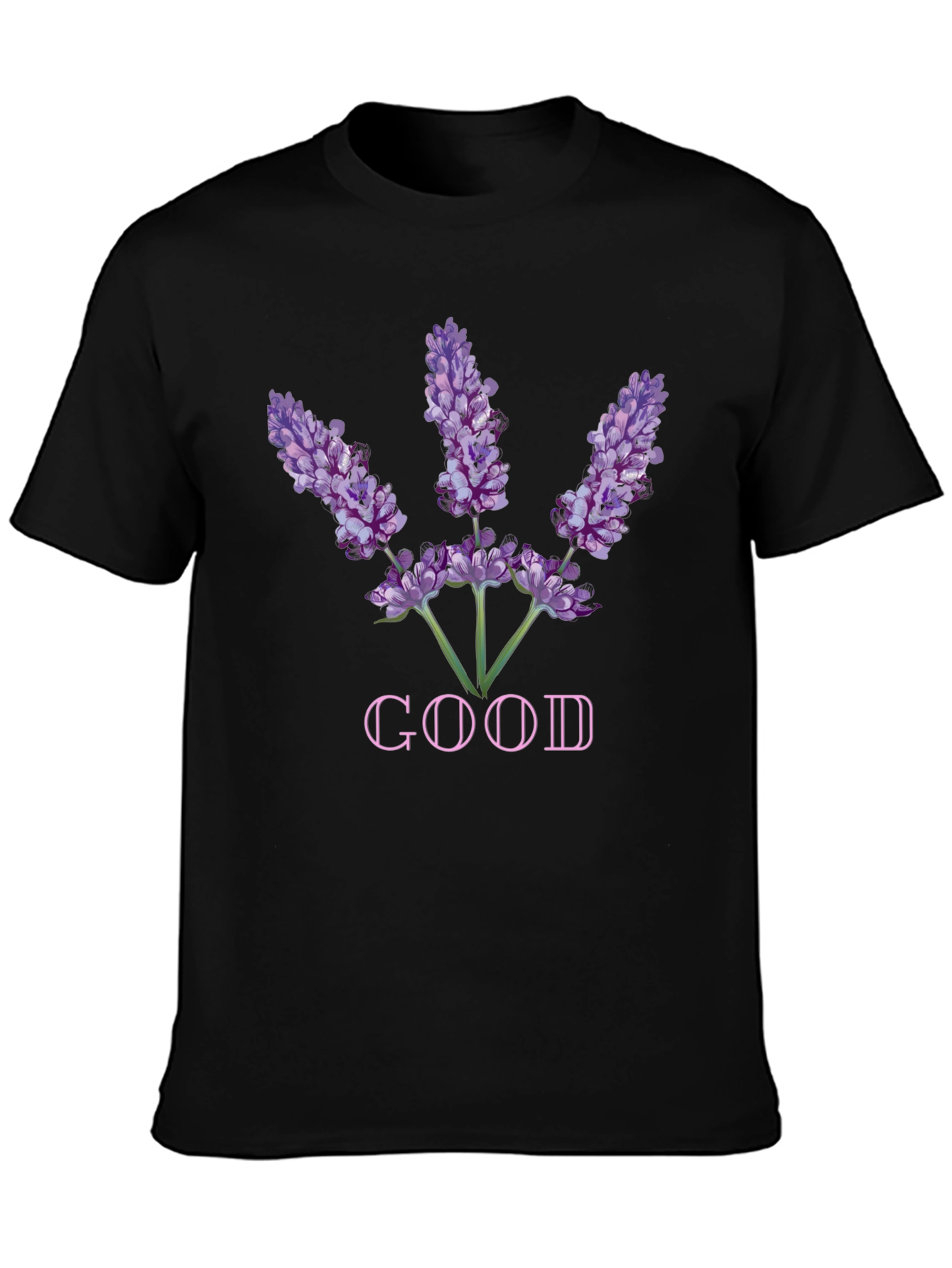 Lavender Good Graphic Tee - Soft Black Cotton