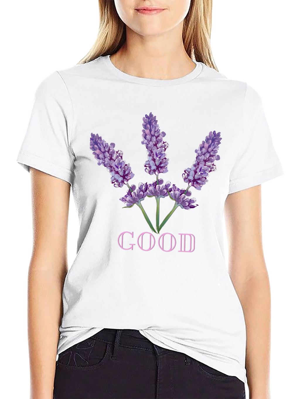 Lavender Good Graphic Tee - Soft Black Cotton