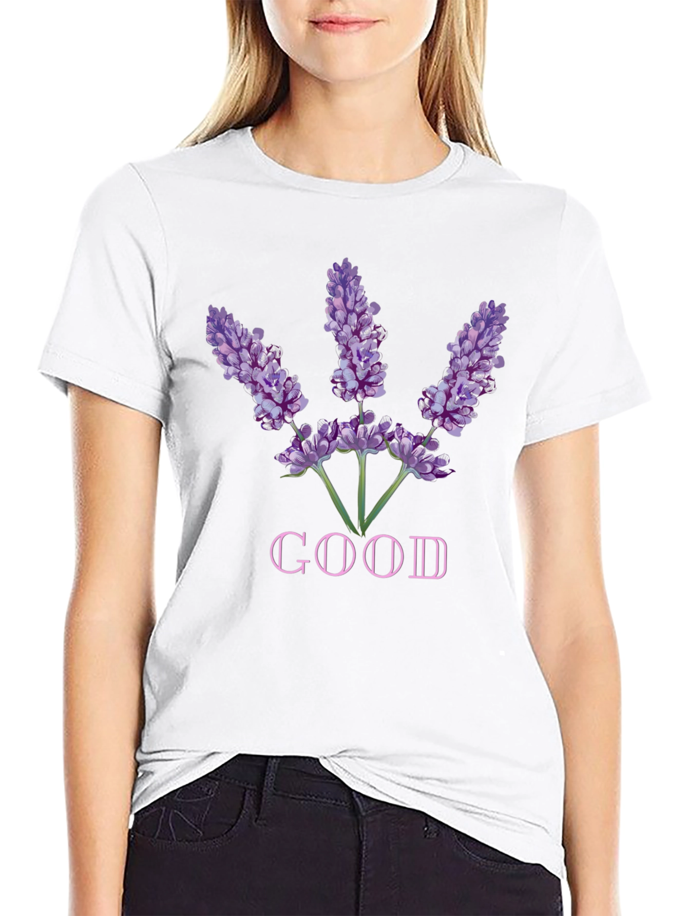 Lavender Good Graphic Tee - Soft Black Cotton